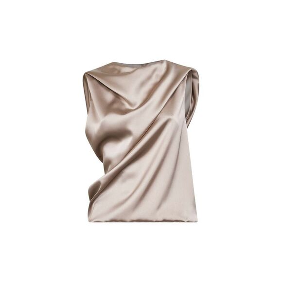 Blanca Vita Women Chalk Satin Tafoly Draped Top